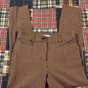 LOFT Pink and Brown Houndstooth Pants Sutton skinny